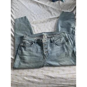 Button-Fly Light Wash Denim Jeans